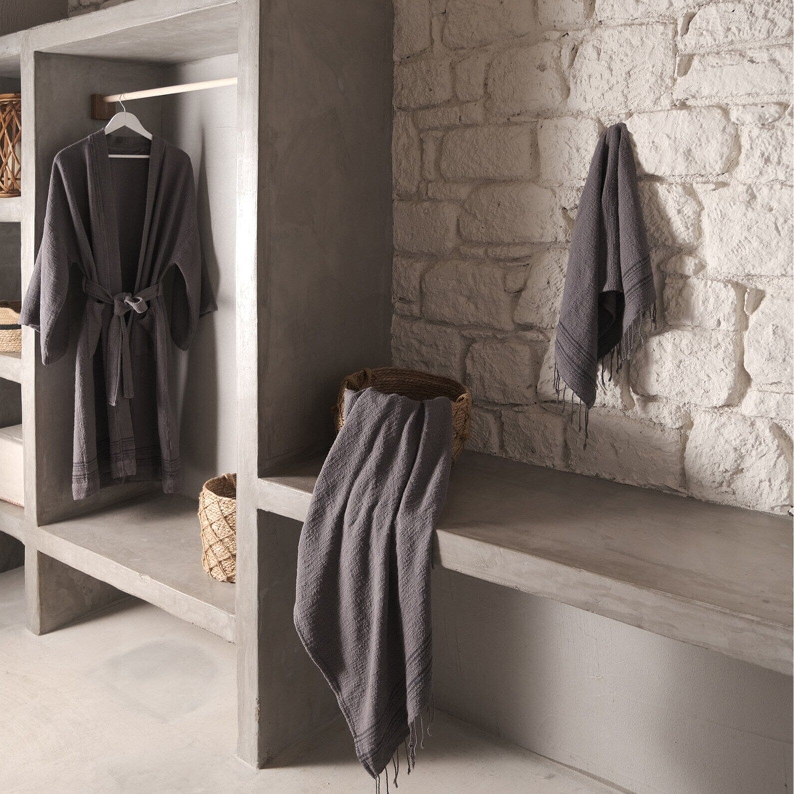 Turkish Kitchen Towel-Gray & Cream Stripe — Shannon Tate Interiors