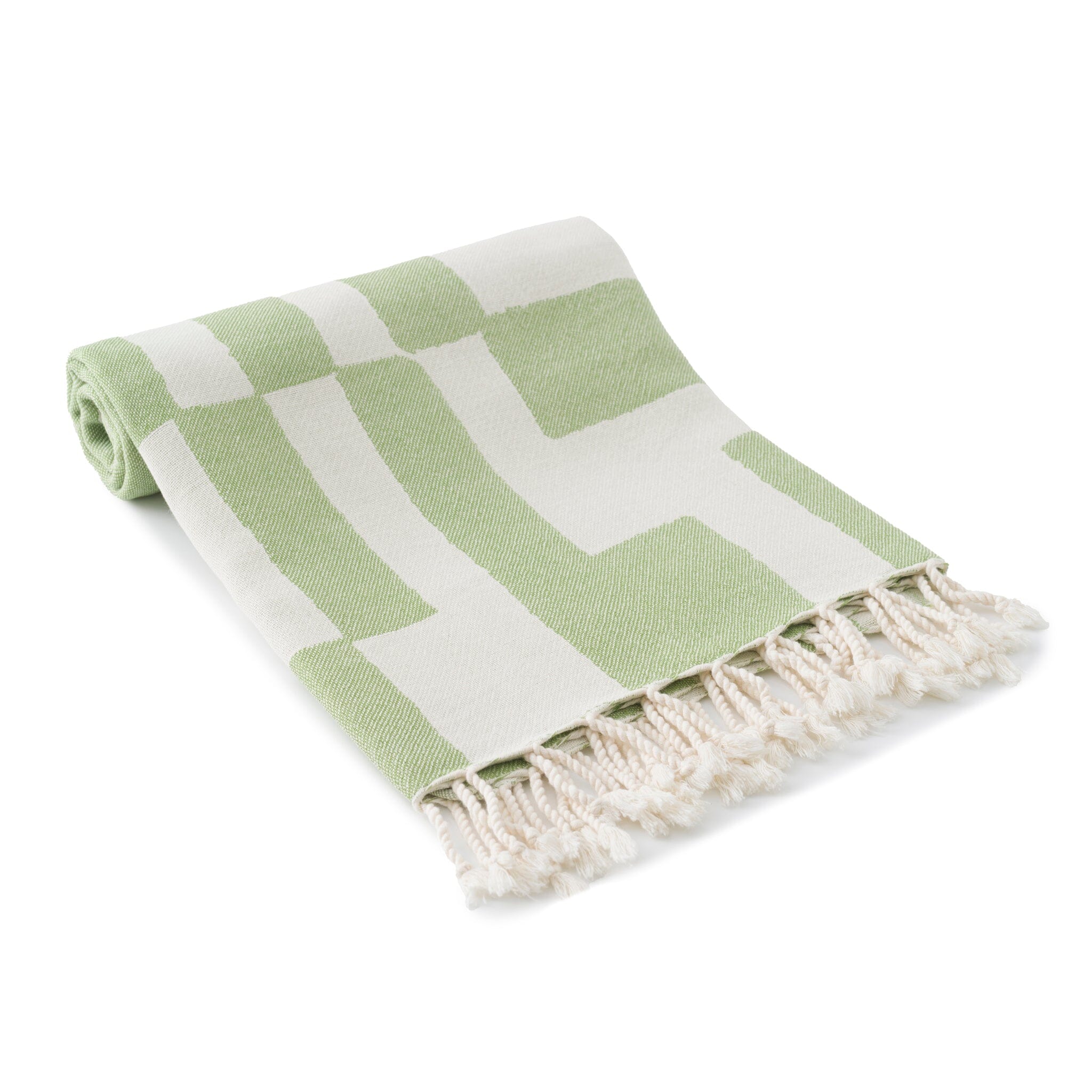 Bosa Linen Turkish Towel / Throw - Olive and Linen