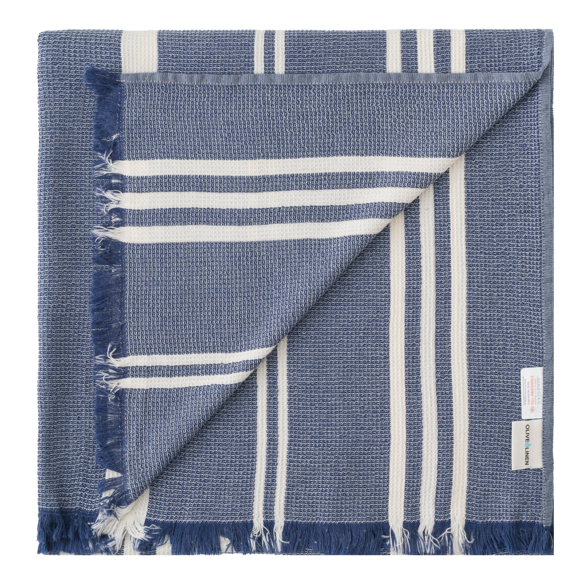 Lugano Linen Turkish Towel / Throw - Olive and Linen