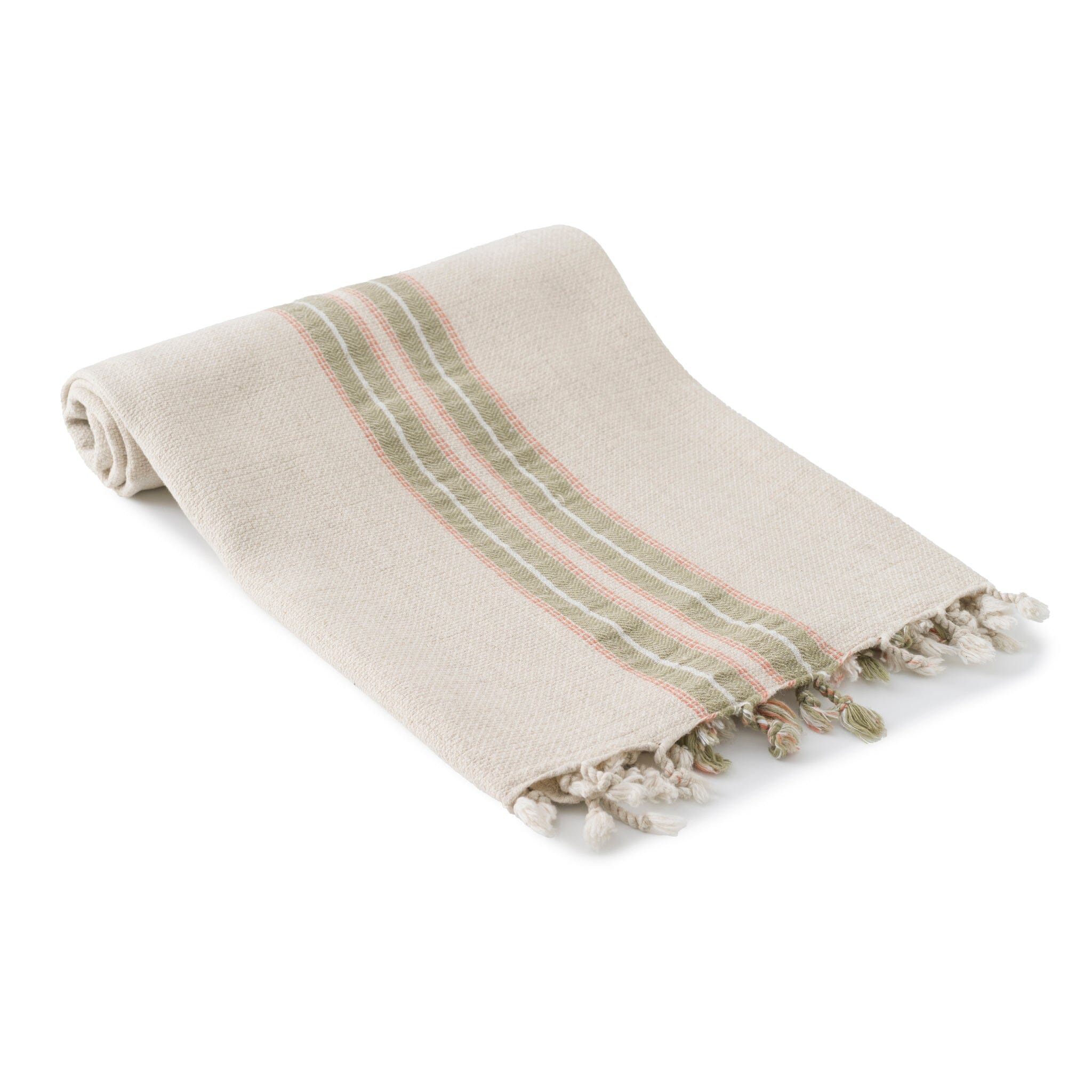 Hand Towels: Turkish Cotton Hand Towel Peshtemals - Olive and Linen