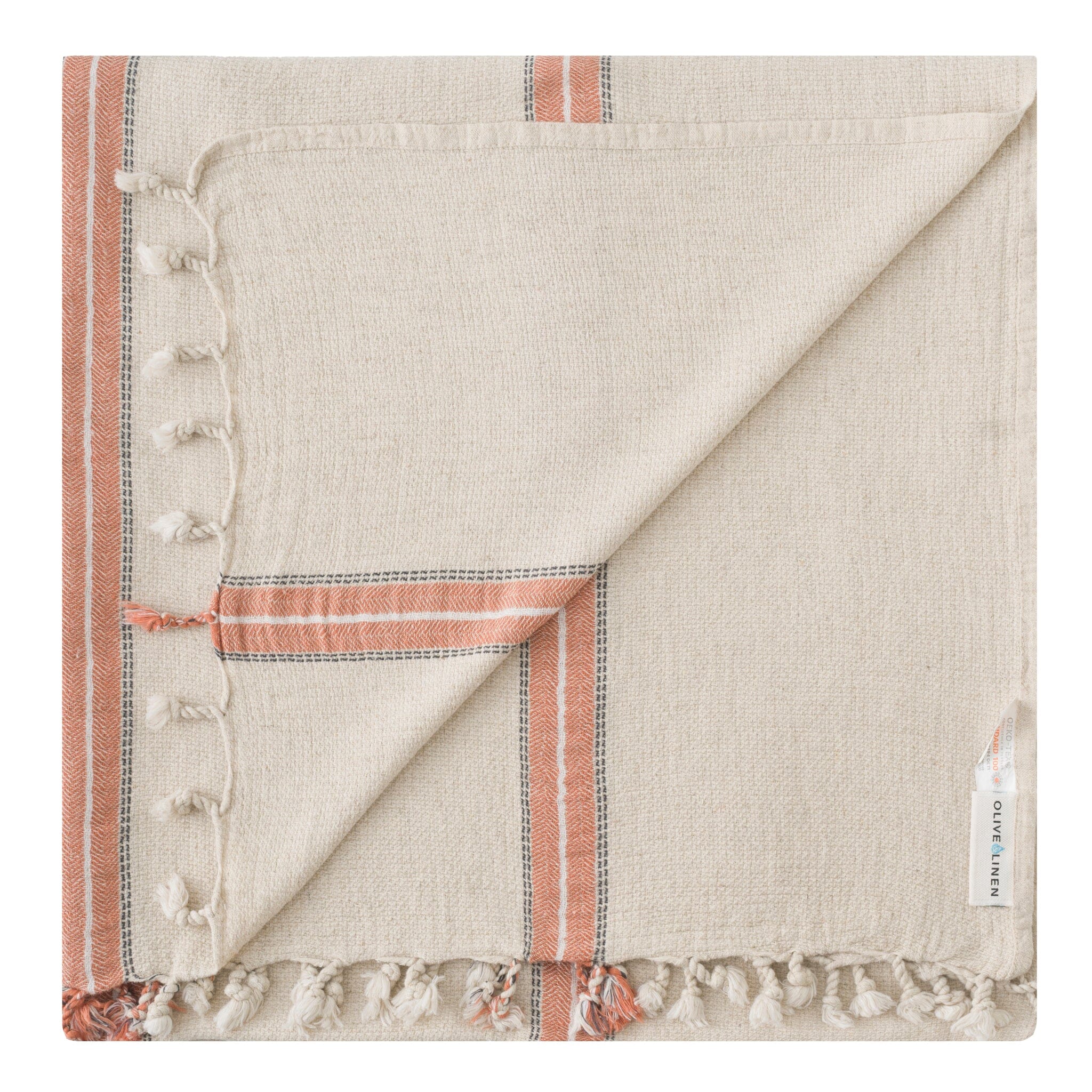 Bosa Linen Turkish Towel / Throw - Olive and Linen