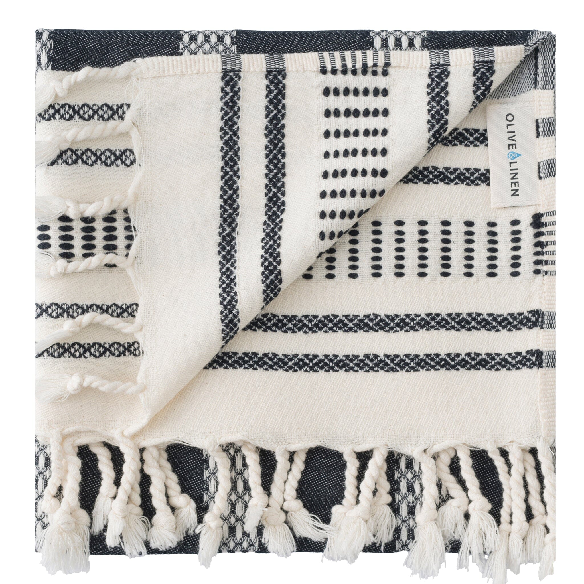 The Allora Turkish Hand / Kitchen Towel - Olive and Linen