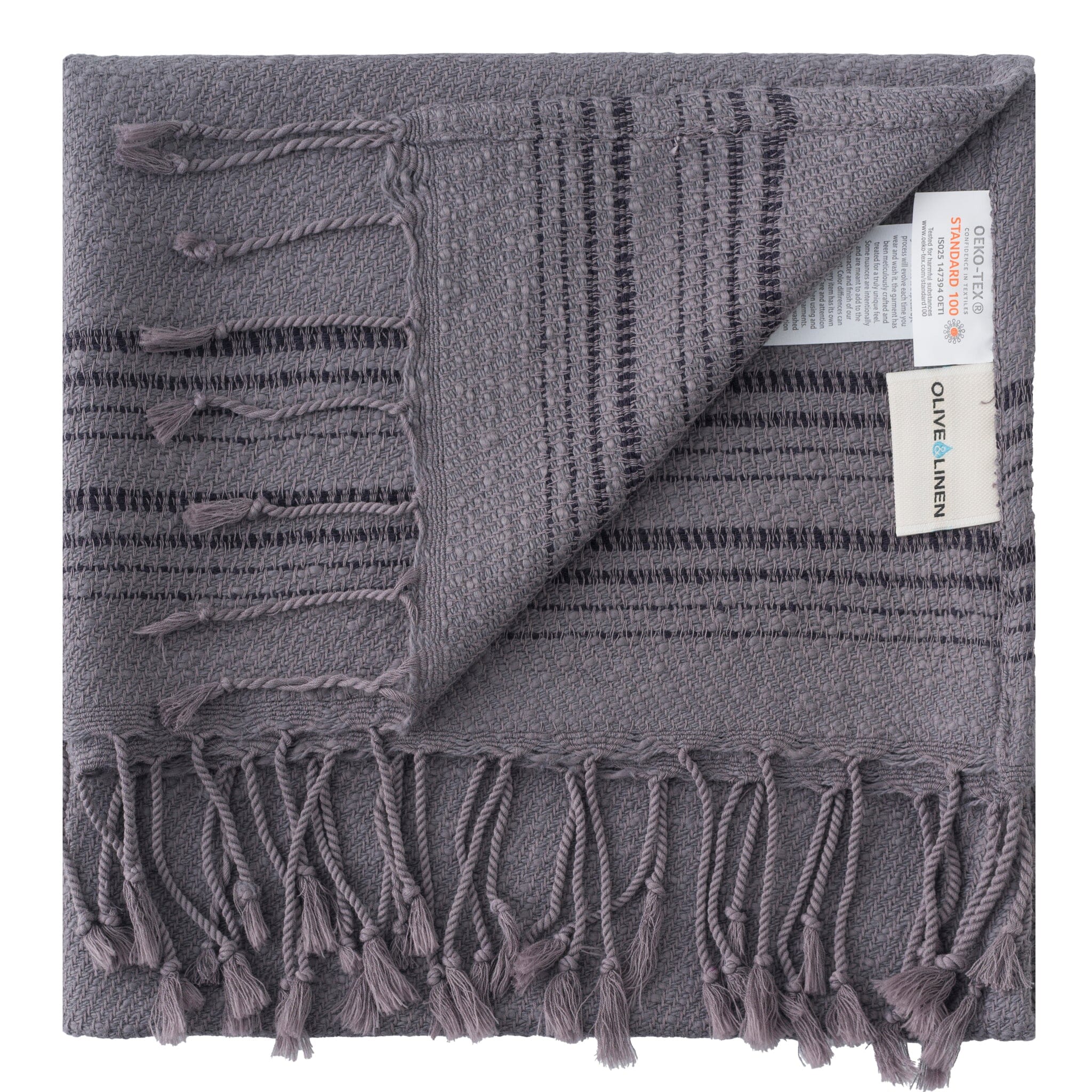 Olive and Linen Terra Hand or Kitchen Towel - Black