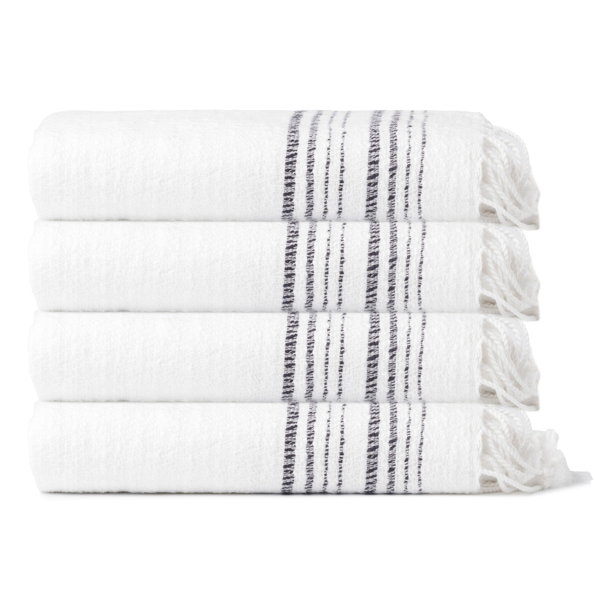 Linen Casa Kitchen Towel - Black Stripes on Antique White