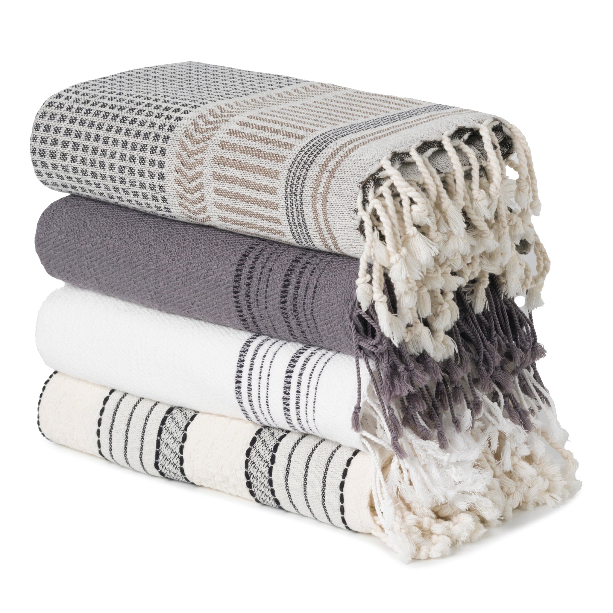 Hand Towels: Turkish Cotton Hand Towel Peshtemals - Olive and Linen