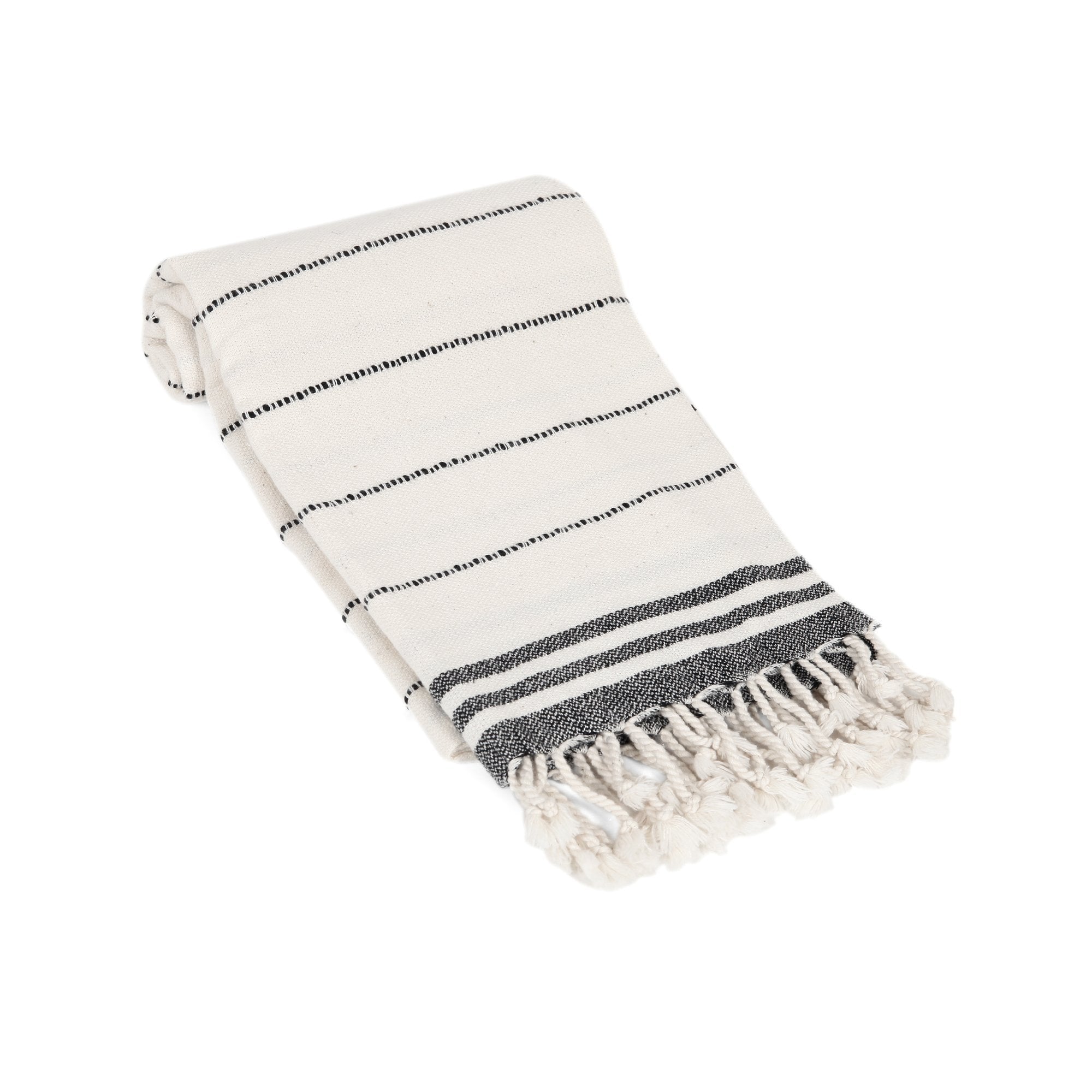 Turkish Towel Solid Black Stripe