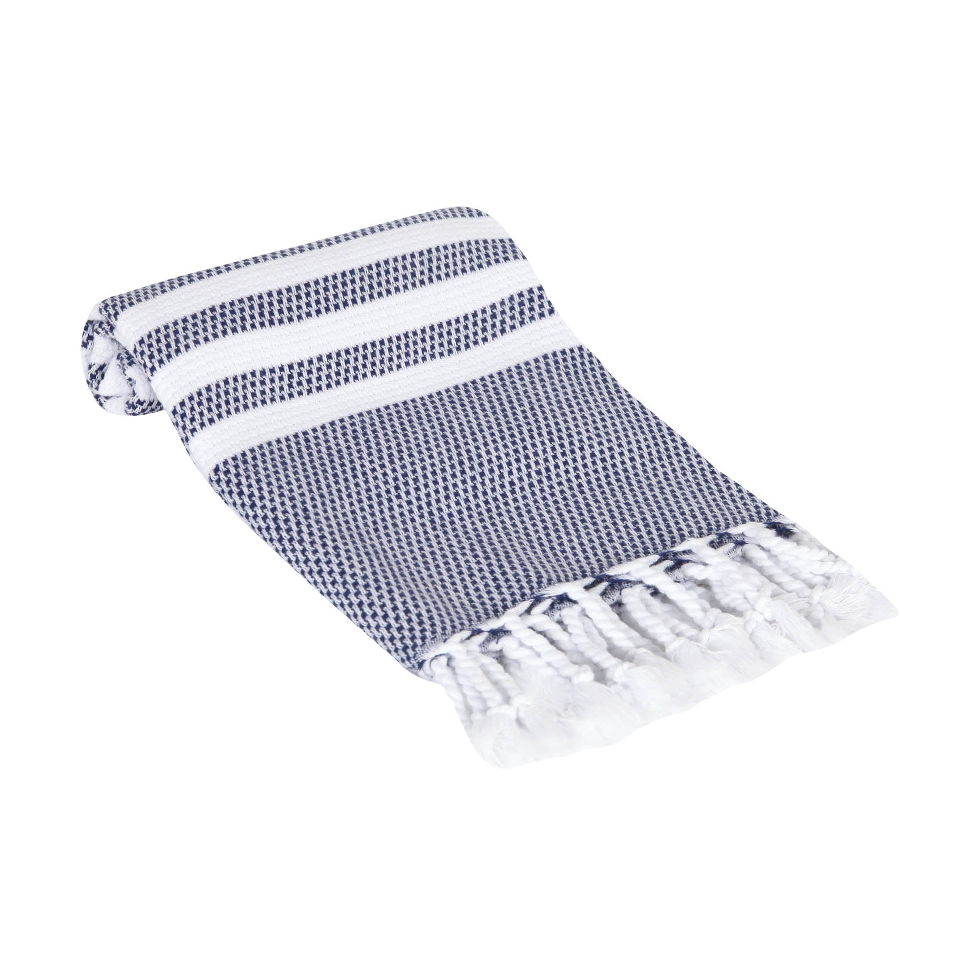 Japanese Linen Kitchen Towel, navy & white stripe