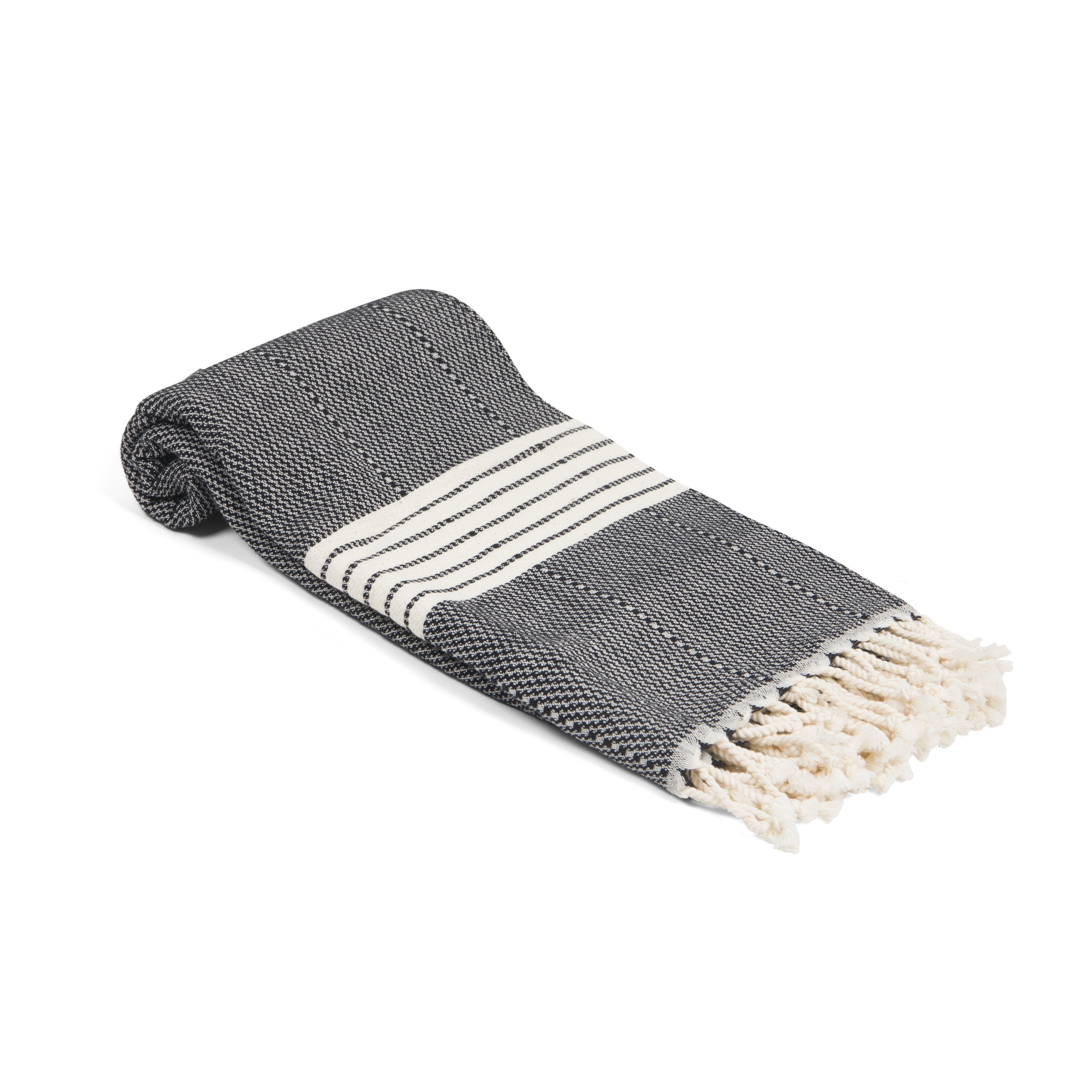 Turkish Towel Solid Black Stripe