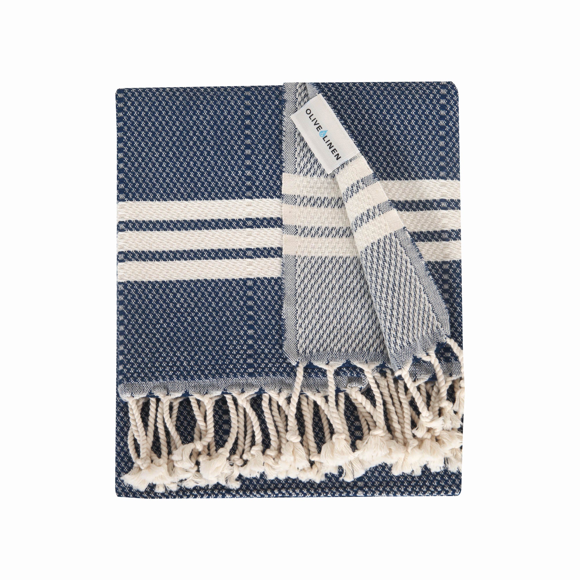 Hand Towels: Turkish Cotton Hand Towel Peshtemals - Olive and Linen