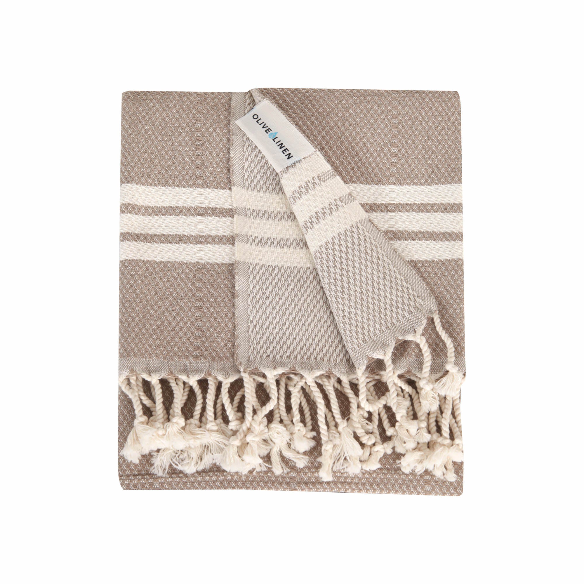 The Newport Turkish Hand Kitchen Towel Olive and Linen