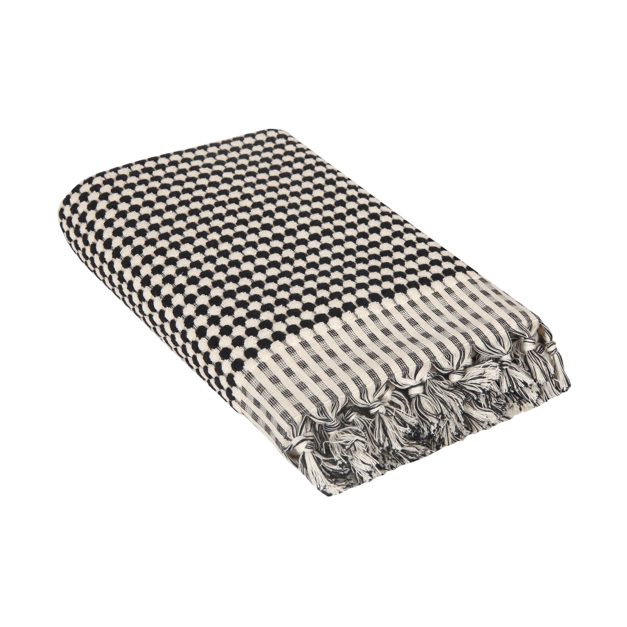Dots Turkish Terry Bath Towel - Olive and Linen