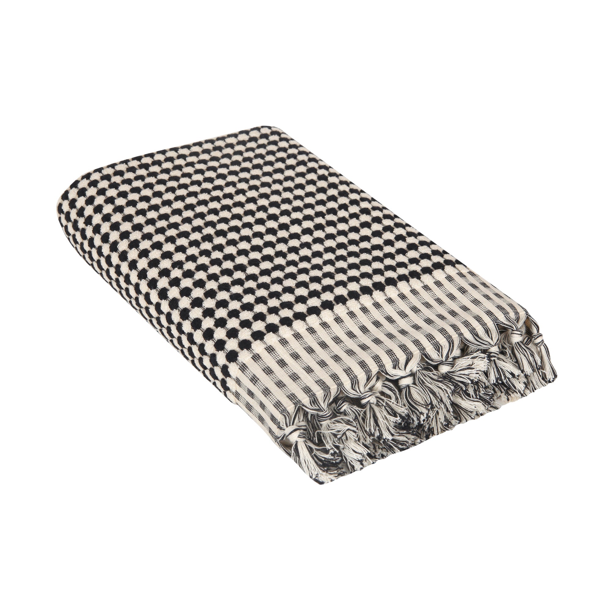 Hand-loomed Turkish Cotton Towel - Black Dots