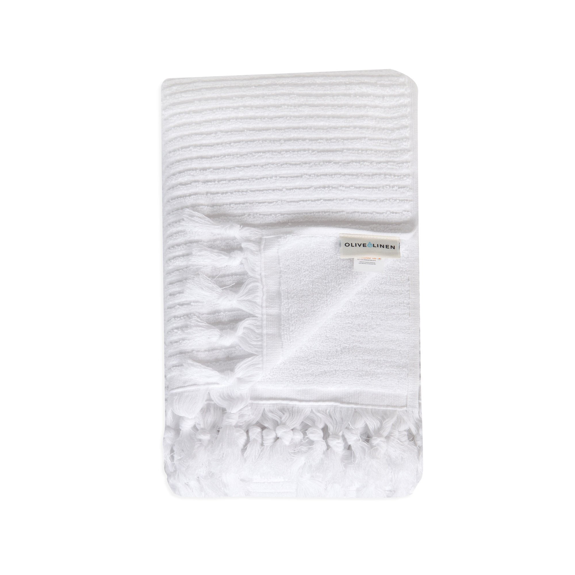 Hand Towels: Turkish Cotton Hand Towel Peshtemals - Olive and Linen