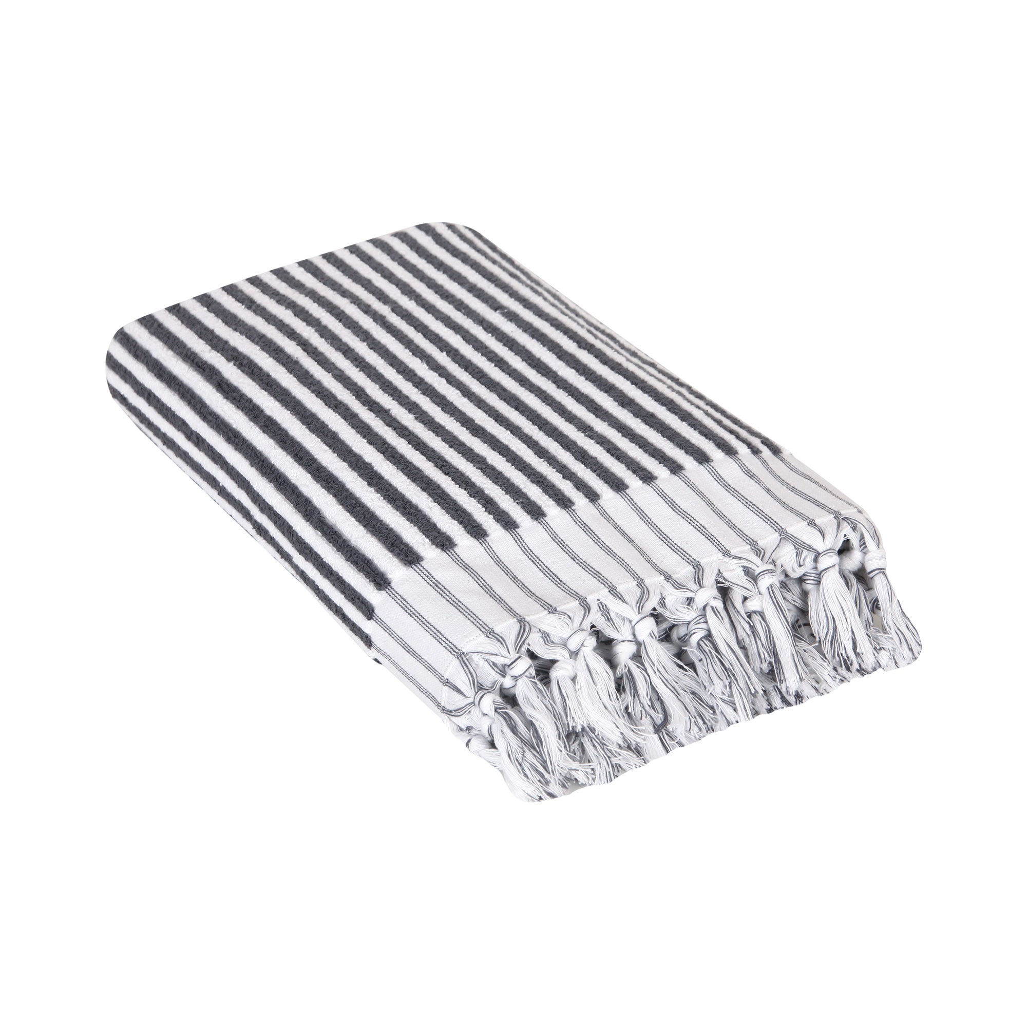 Terry Stripe Turkish Towels, Striped Gray Bath Towel, White