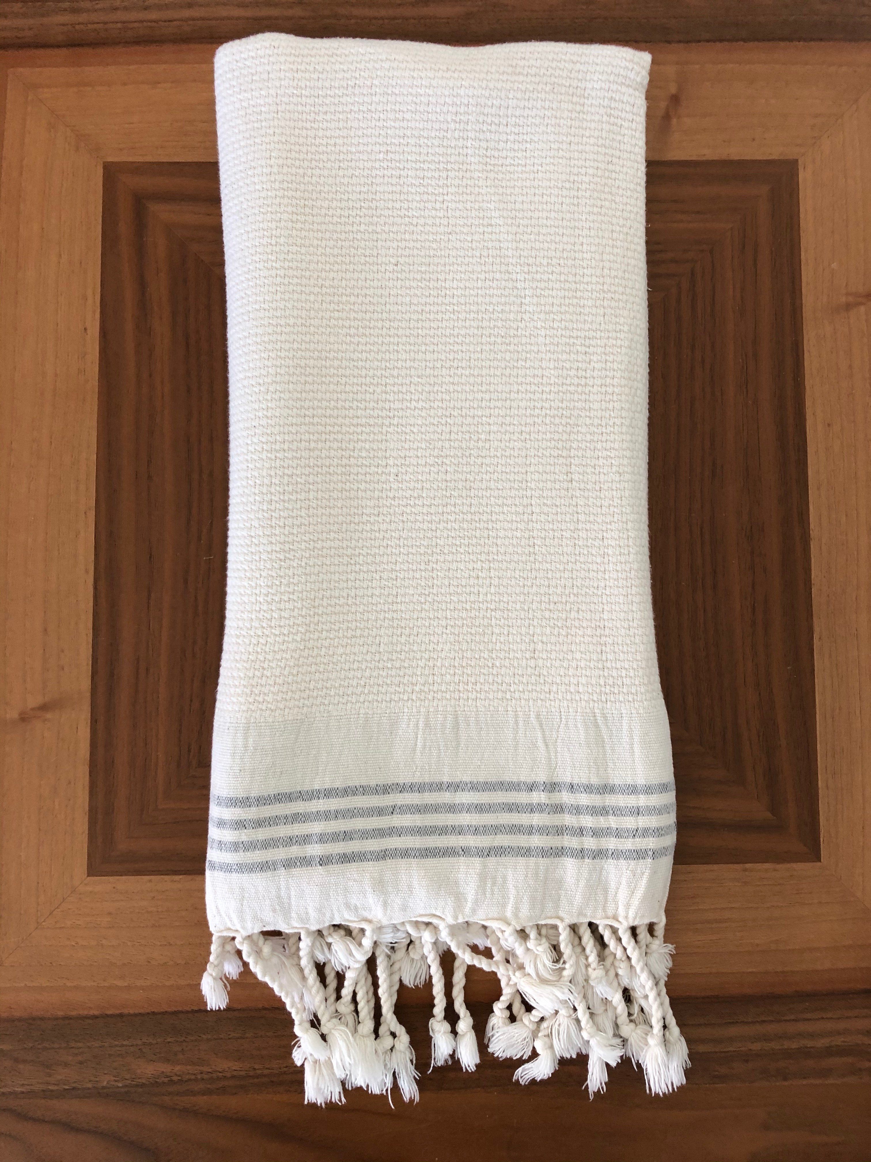 Lush Loom Turkish Hand Towel - Olive and Linen