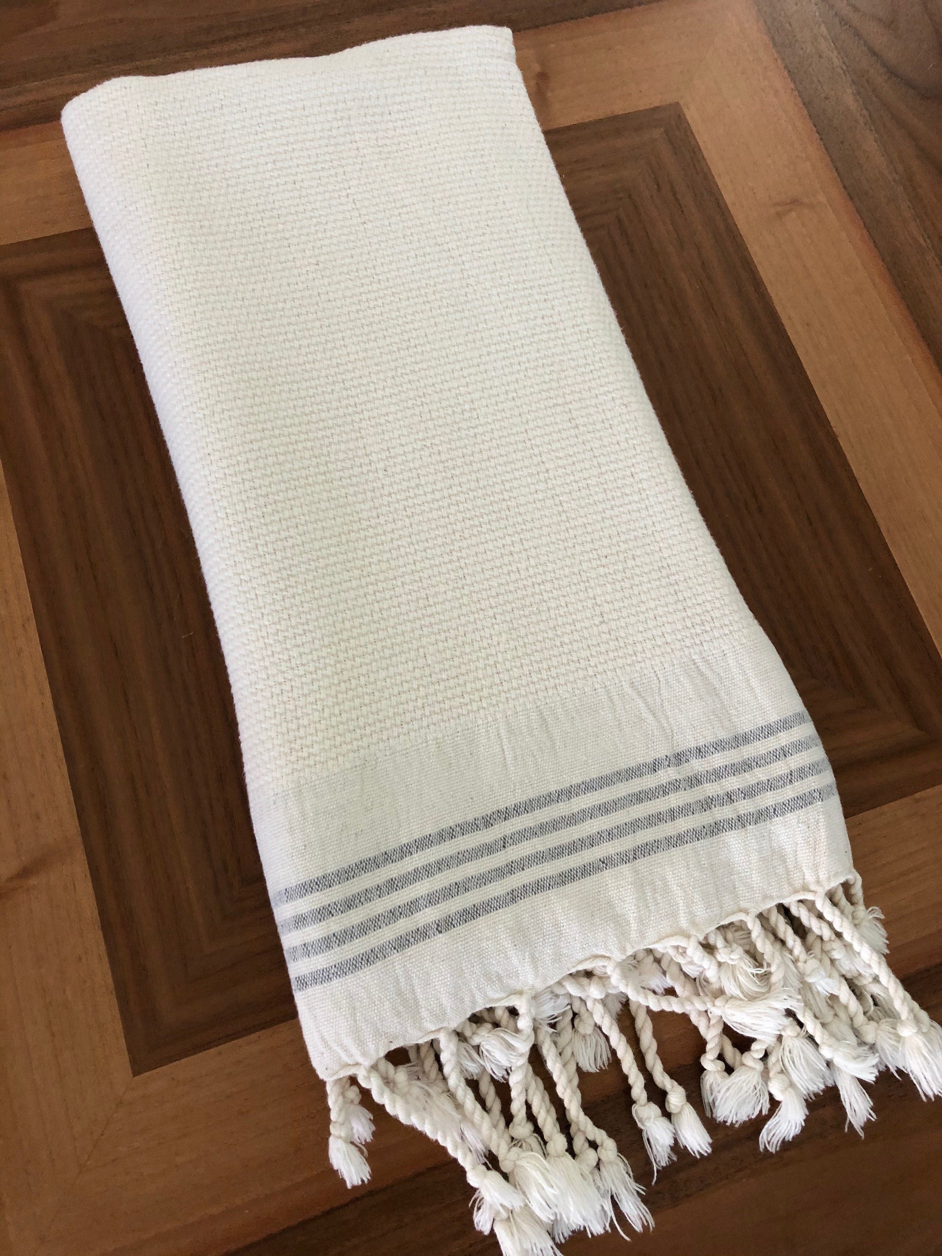 Whisper Weight Natural Turkish Hand Towel - Olive and Linen