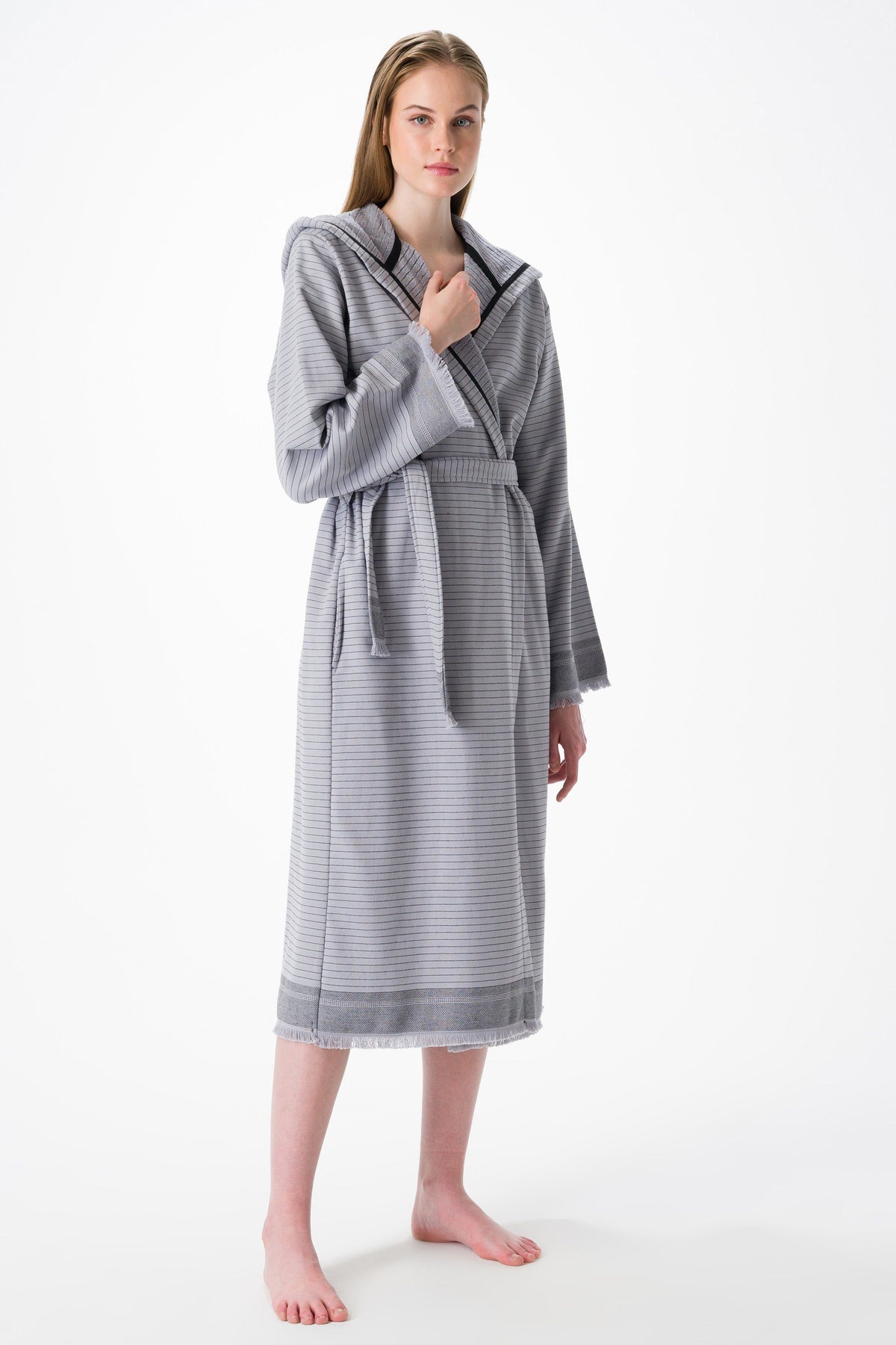 Bliss Turkish Towel Robe - Olive and Linen