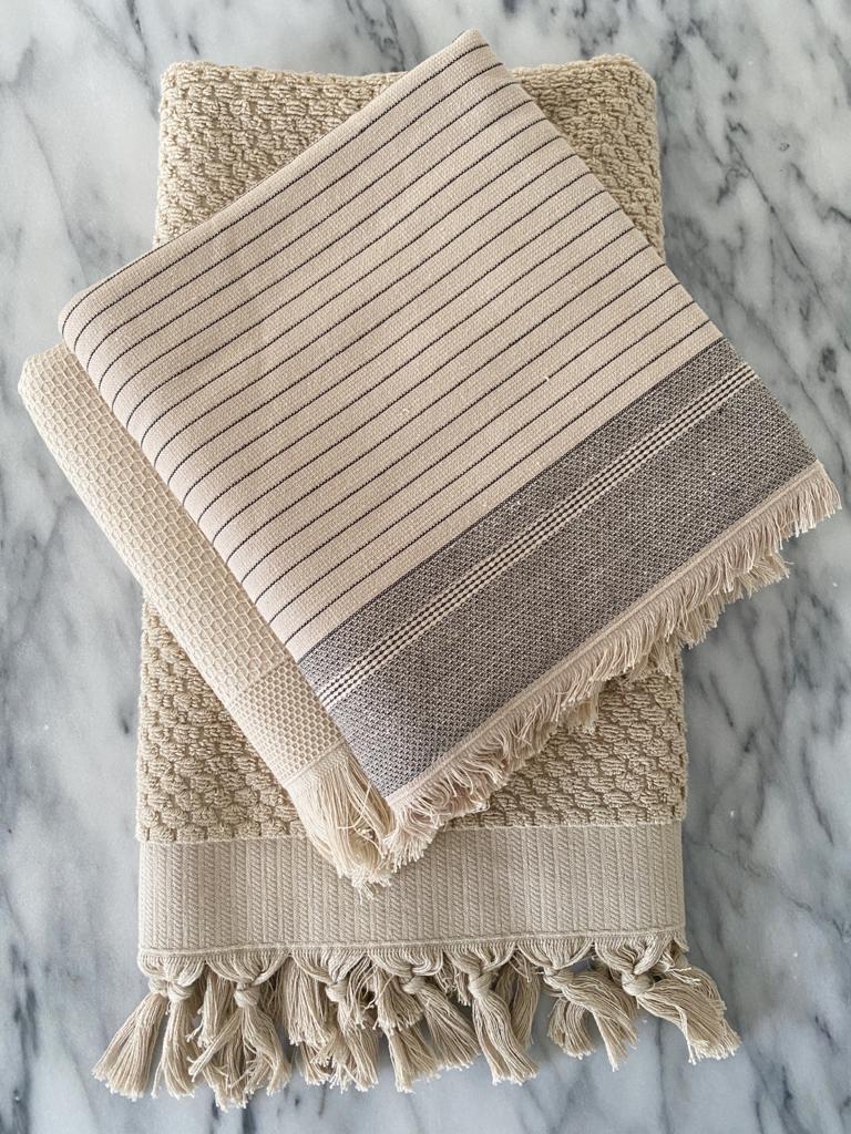 Olive and Linen Bliss Hand or Kitchen Towel - Off-White